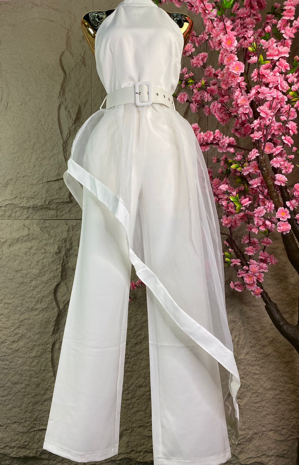 CONJUNTO PANTALON/BLUSA HIGH LOW BLANCO