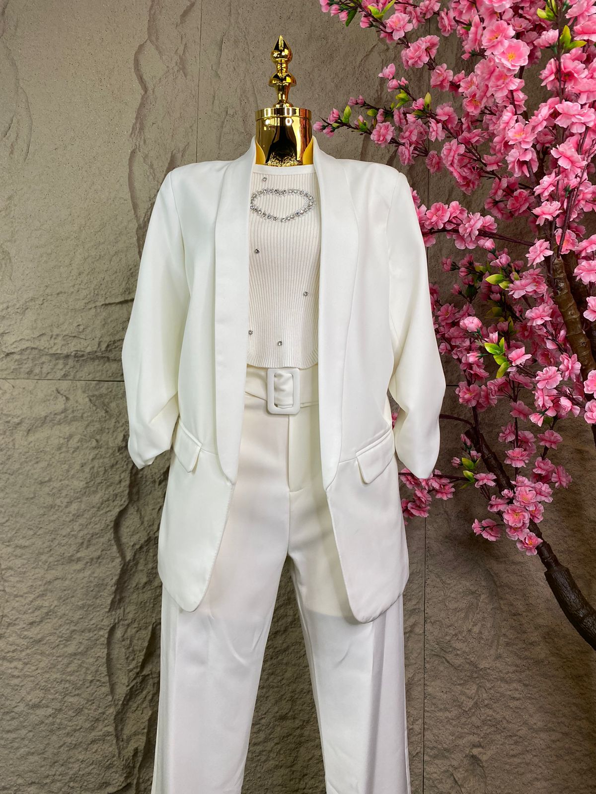 CONJUNTO PANTALON/SACO MARFIL