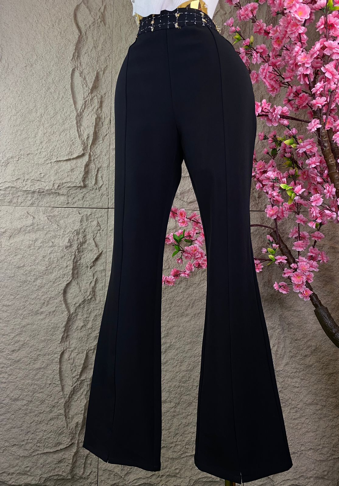CONJUNTO PANTALON/SACO CON CUADROS NEGRO