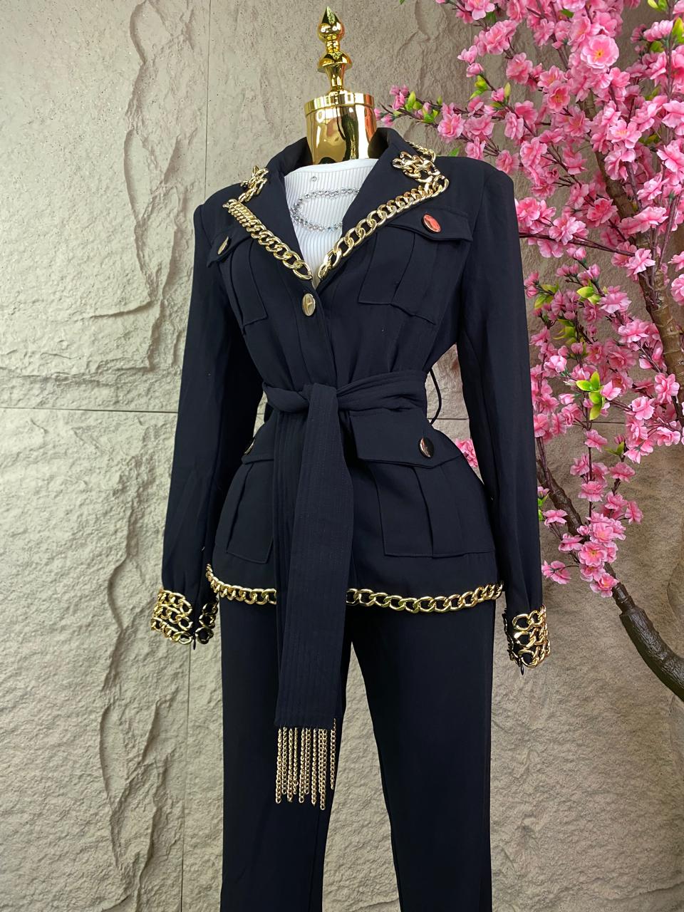 CONJUNTO SACO/PANTALON CADENAS NEGRO