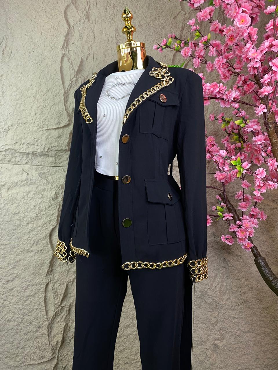 CONJUNTO SACO/PANTALON CADENAS NEGRO