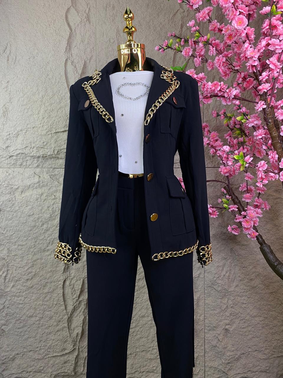CONJUNTO SACO/PANTALON CADENAS NEGRO