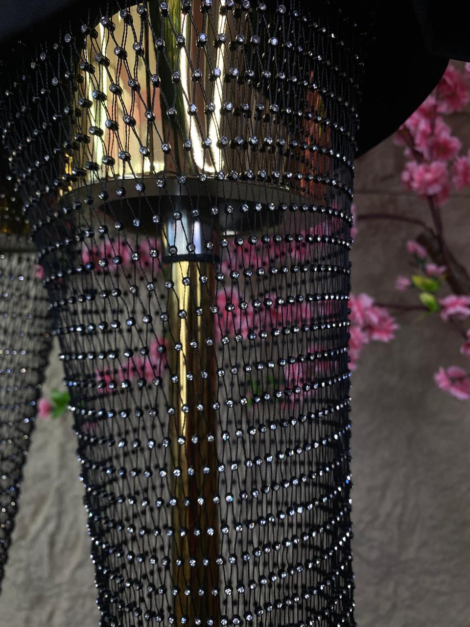 CONJUNTO SACO CORTO/PANT GLITTER NEGRO