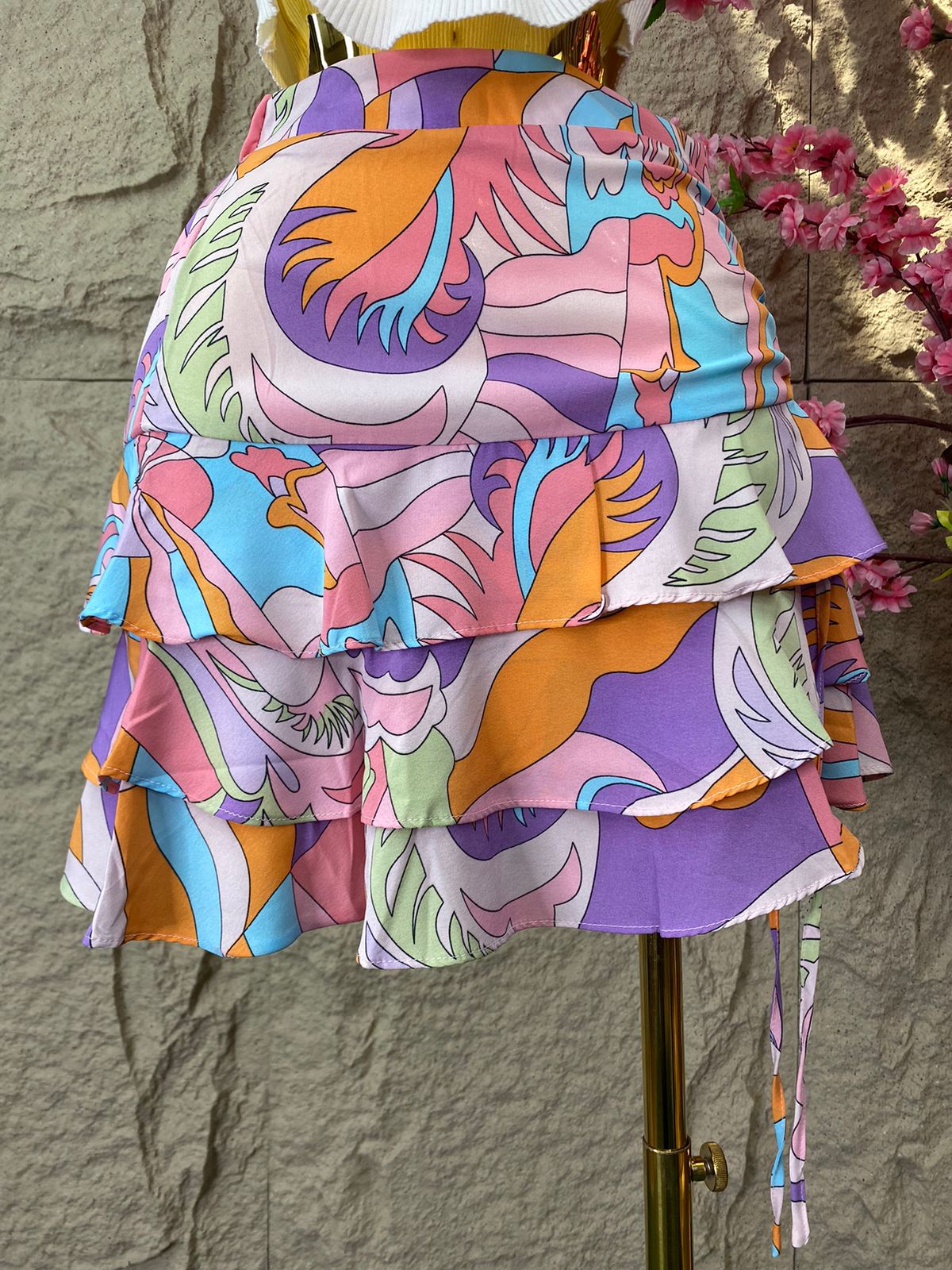 FALDA CORTA DRAPEADA MULTICOLOR