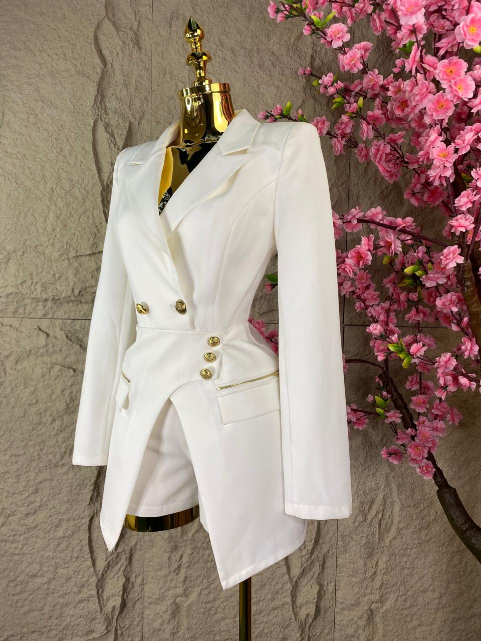JUMPSUIT CORTO ML CRUZADO MARFIL