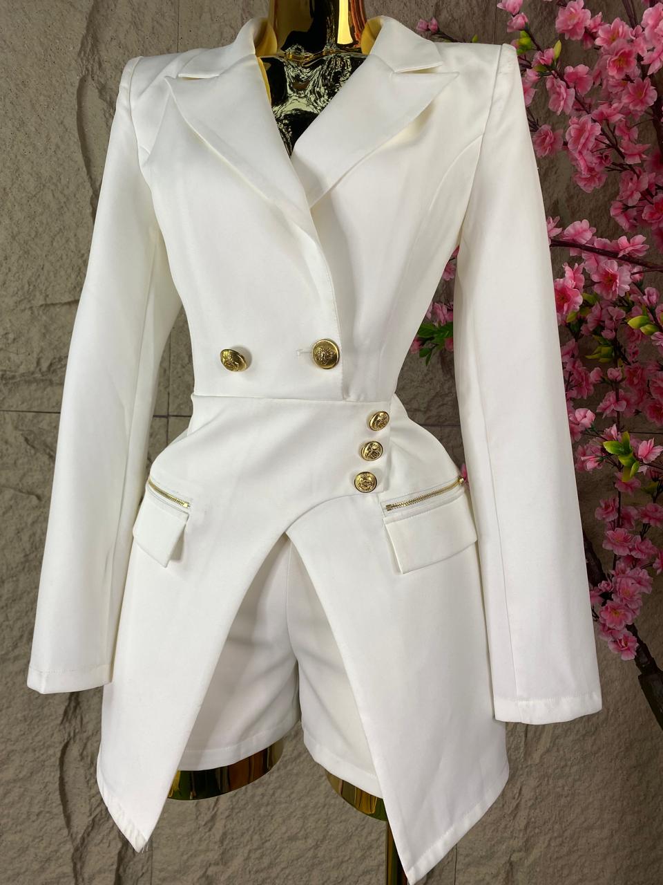 JUMPSUIT CORTO ML CRUZADO MARFIL