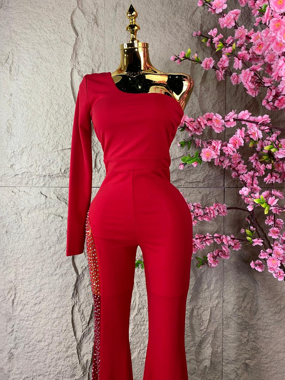 JUMPSUIT LARGO TIPO PALAZZO ROJO