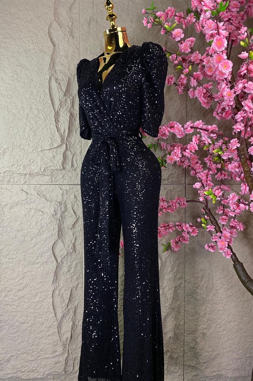 JUMPSUIT LARGO LENTEJUELA NEGRO