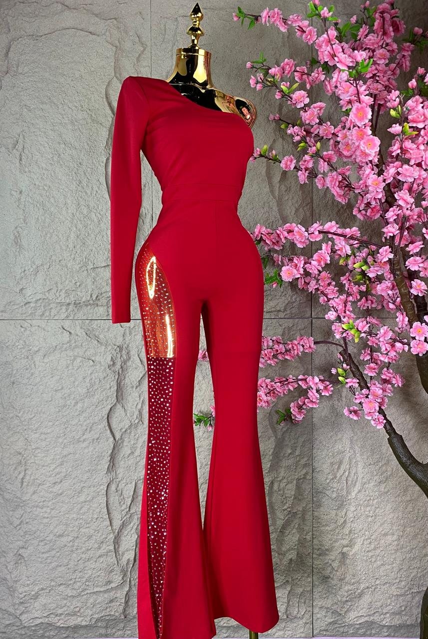 JUMPSUIT LARGO TIPO PALAZZO ROJO