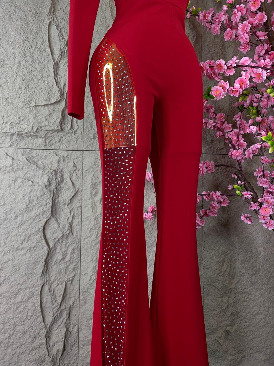 JUMPSUIT LARGO TIPO PALAZZO ROJO