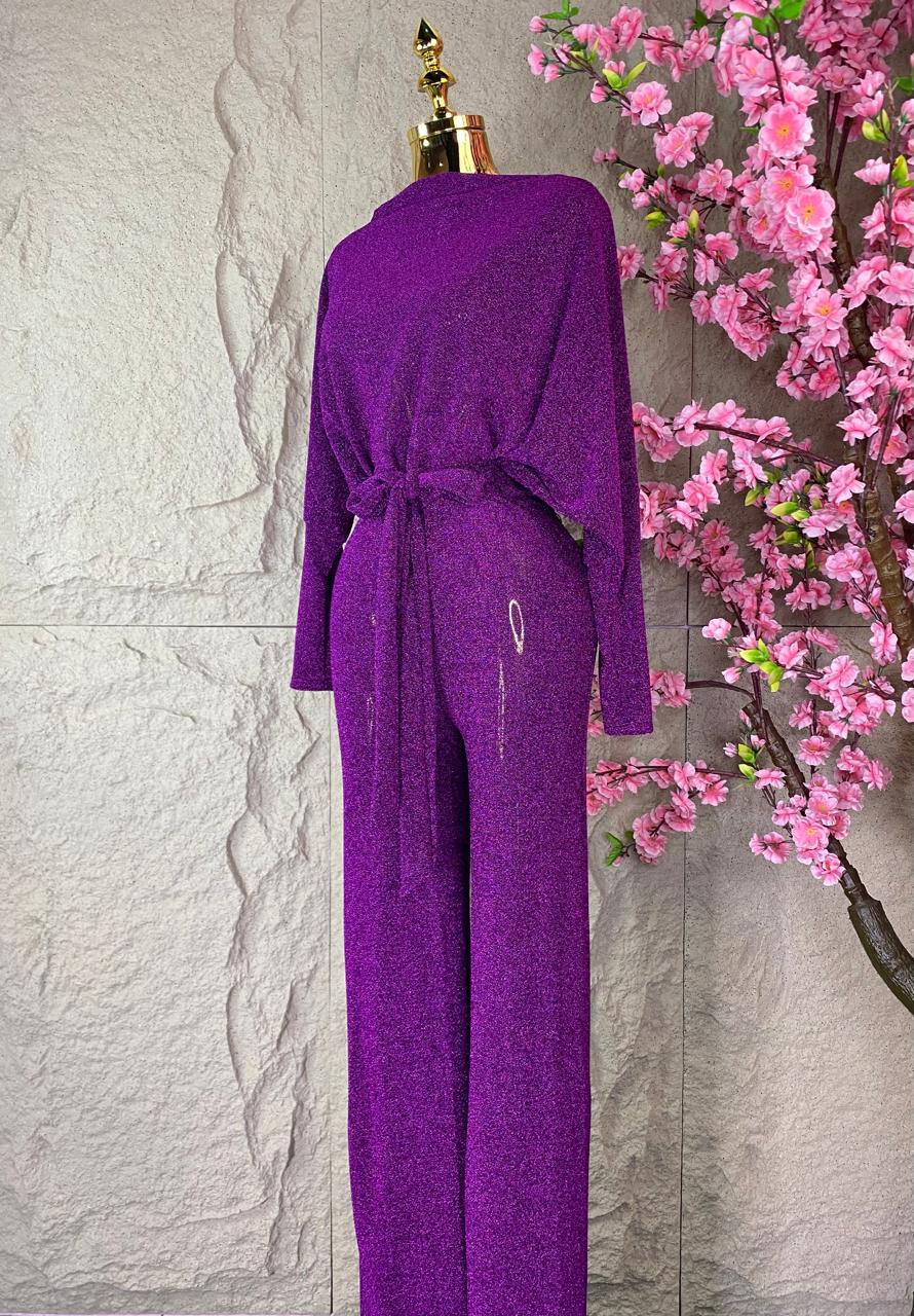 JUMPSUIT LARGO GLITTER MORADO