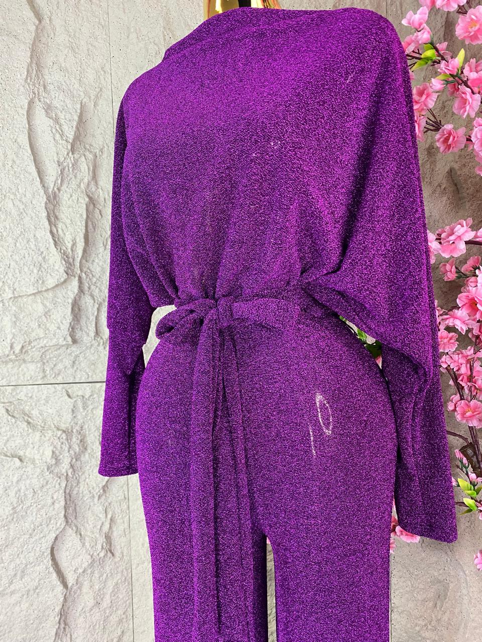 JUMPSUIT LARGO GLITTER MORADO