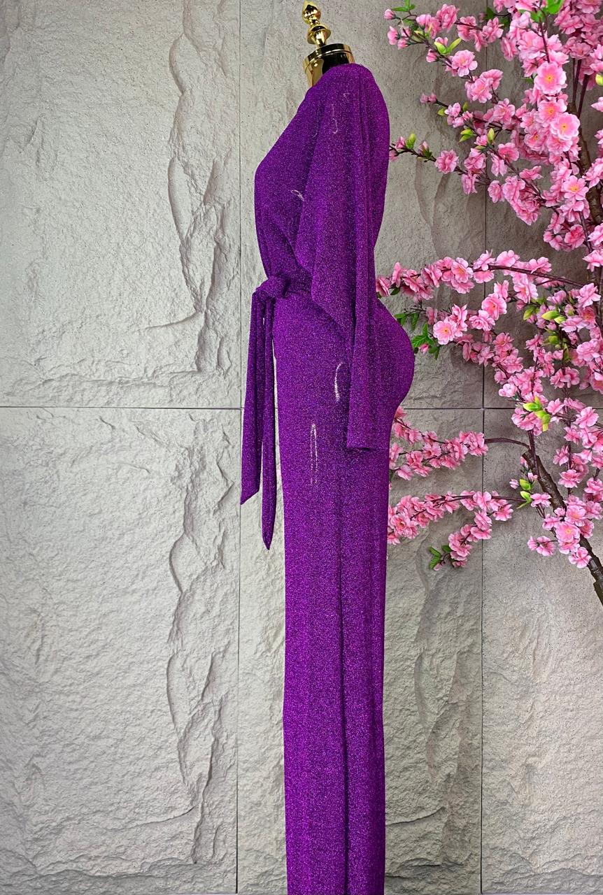 JUMPSUIT LARGO GLITTER MORADO
