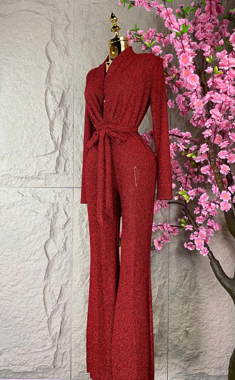 JUMPSUIT LARGO GLITTER ROJO