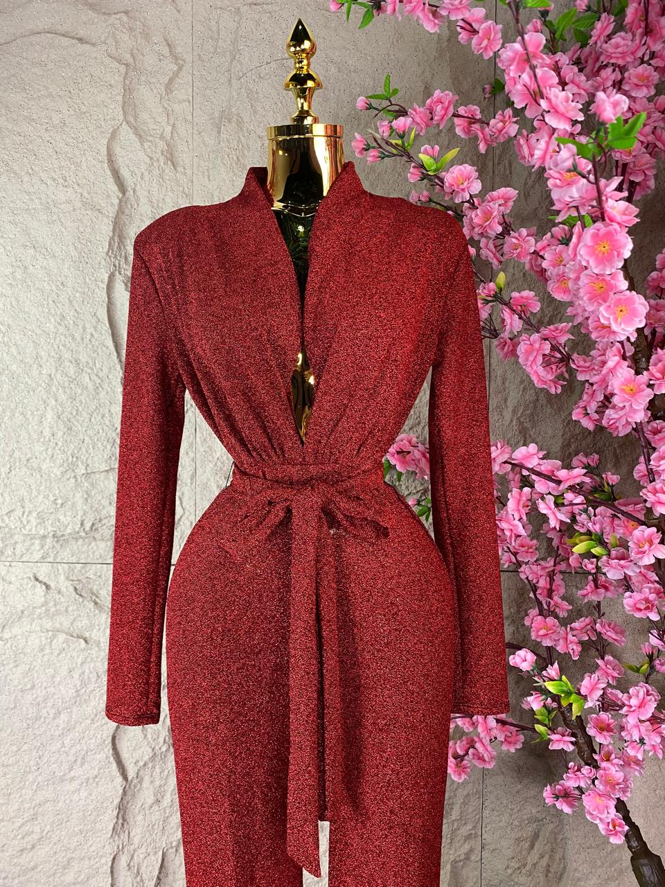 JUMPSUIT LARGO GLITTER ROJO