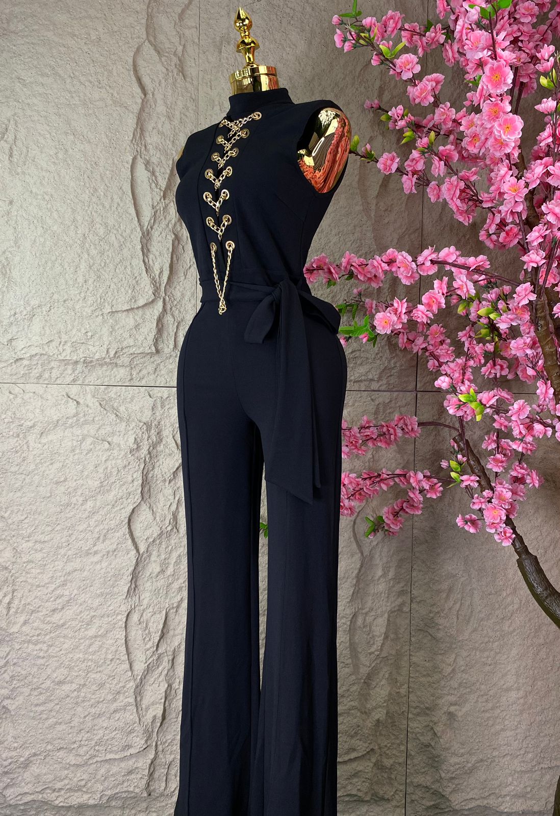 JUMPSUIT PALAZZO CADENAS NEGRO