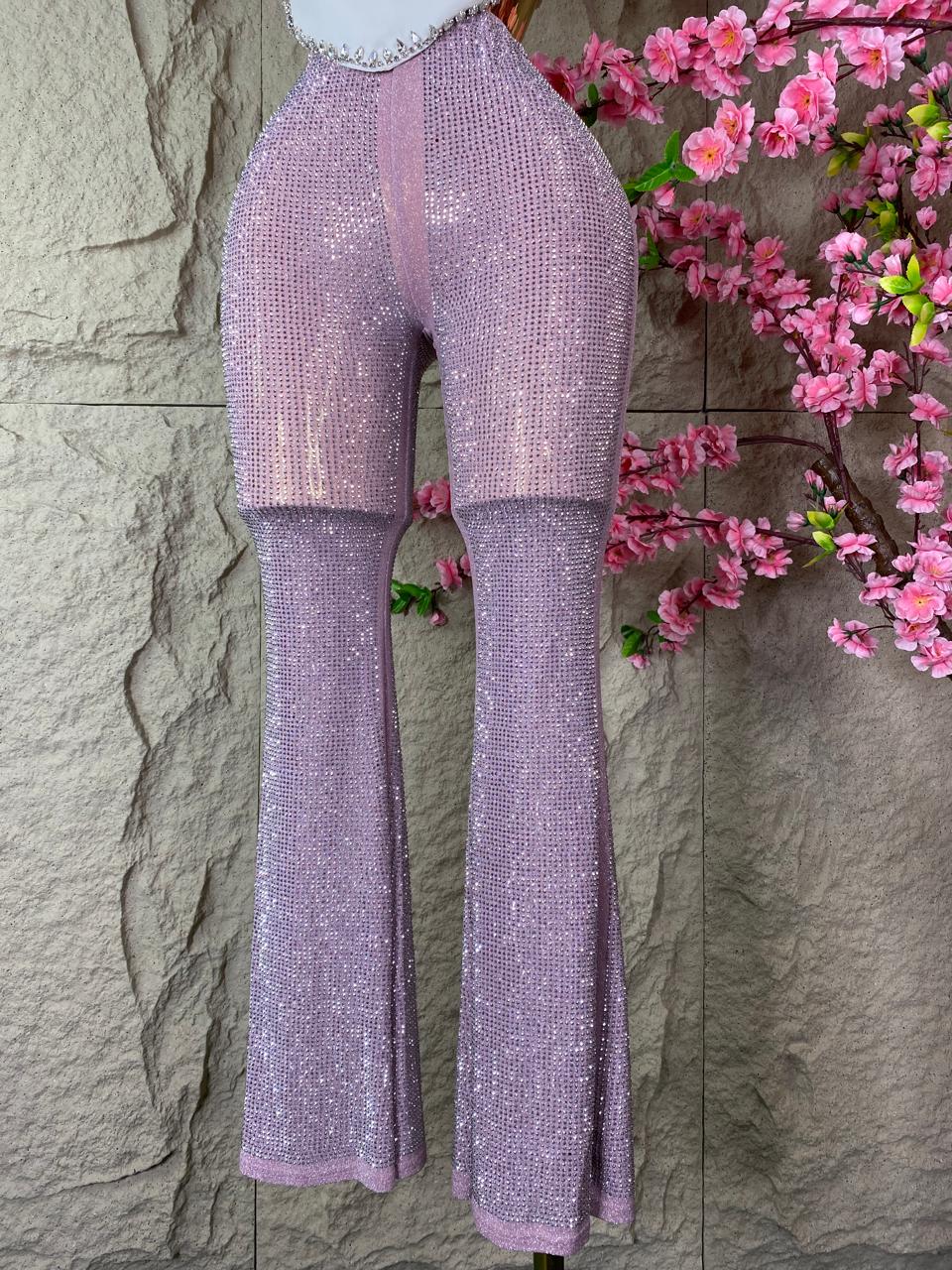 PANTALON CAMPANA CON BRILLOS AJUSTABLE ROSA