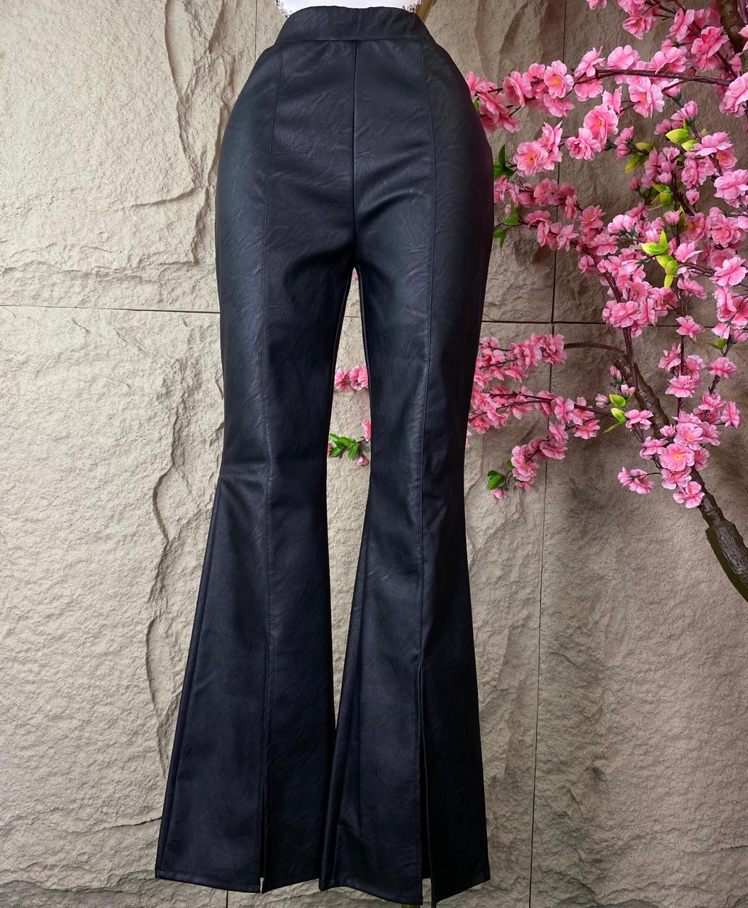 PANTALON CAMPANA BOTA VINIPIEL NEGRO