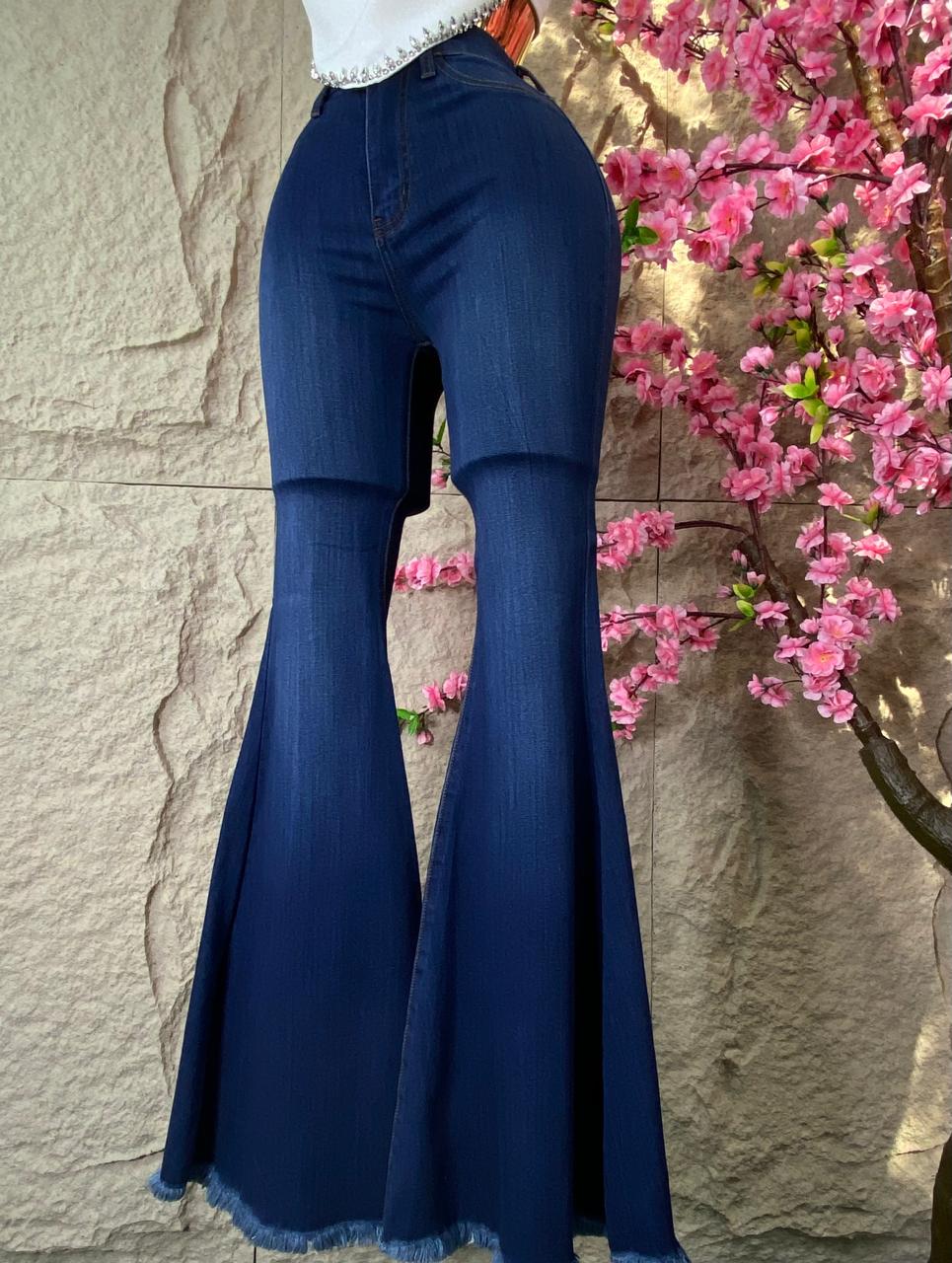PANTALON CAMPANA MEZCLILLA AZUL MARINO