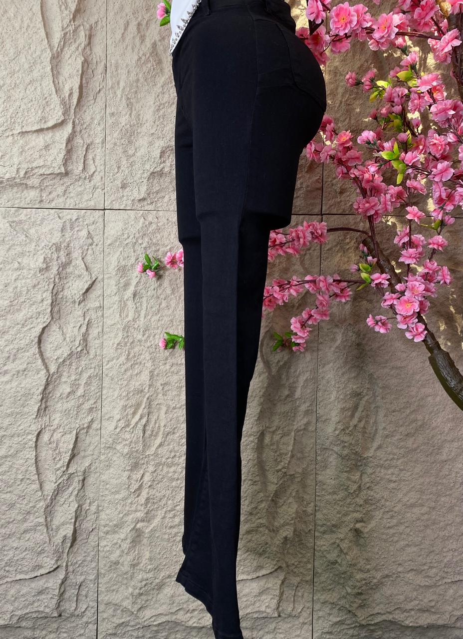 PANTALON CAMPANA LIGERA MEZCLILLA NEGRO