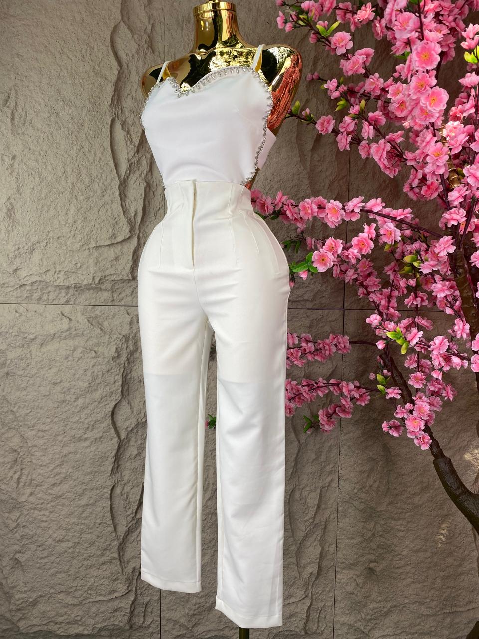 PANTALON DE VESTIR TALLE ALTO BLANCO