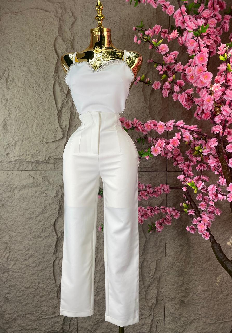 PANTALON DE VESTIR TALLE ALTO BLANCO