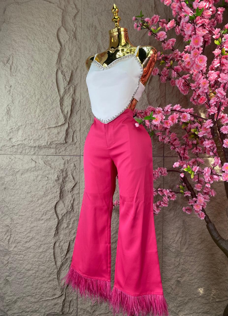 PANTALON CON PLUMAS FIUSHA