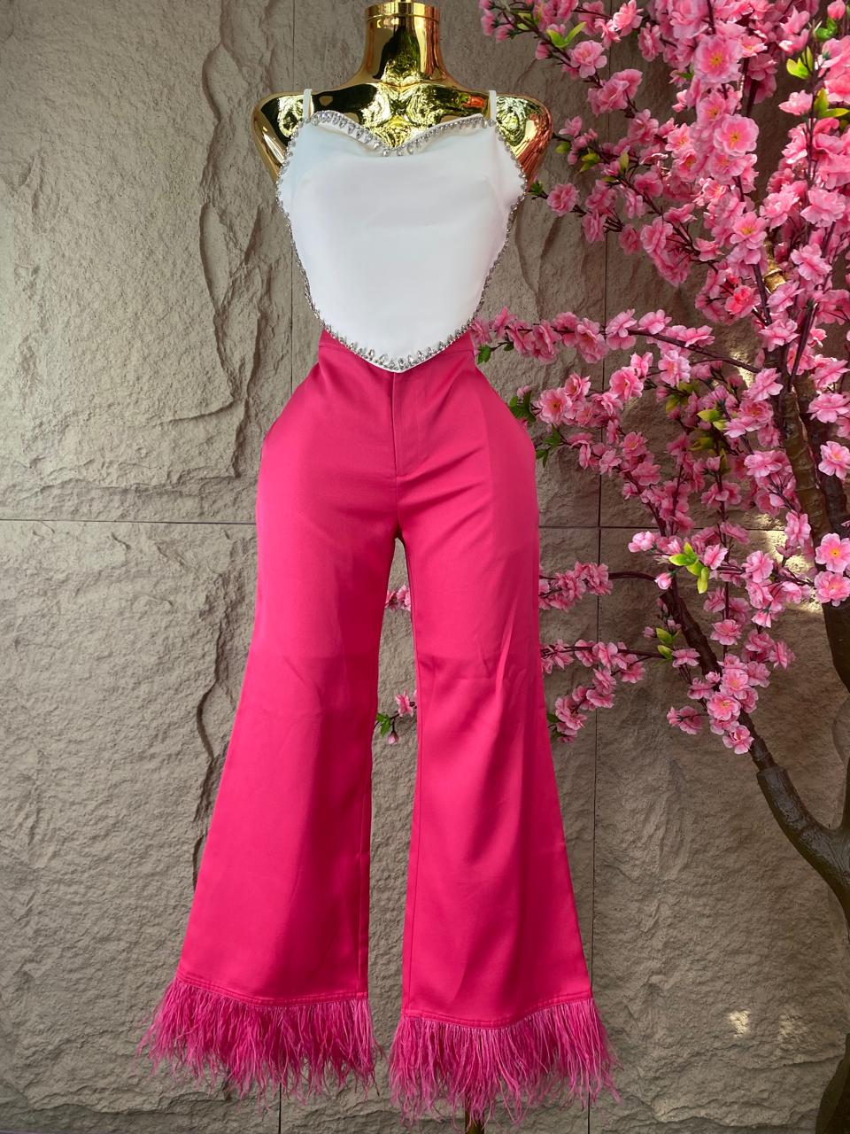 PANTALON CON PLUMAS FIUSHA