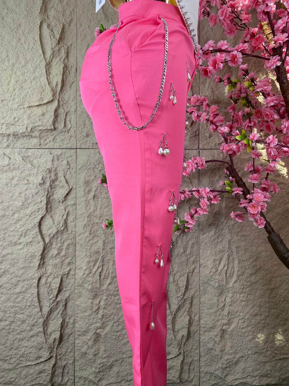 PANTALON CON PERLAS ROSA