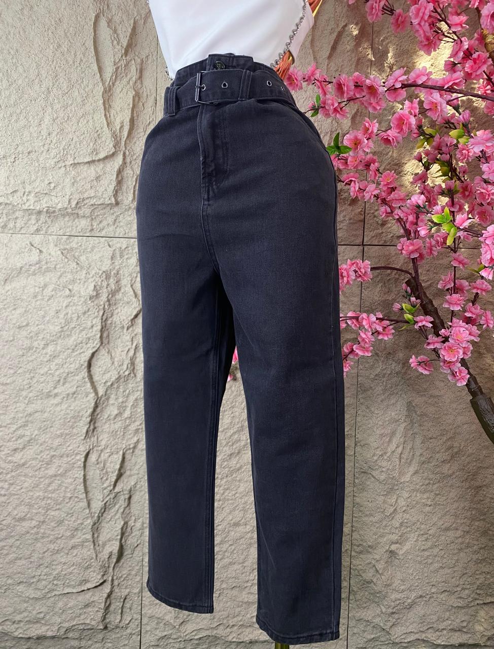 PANTALON CON CINTURON MEZCLILLA NEGRO