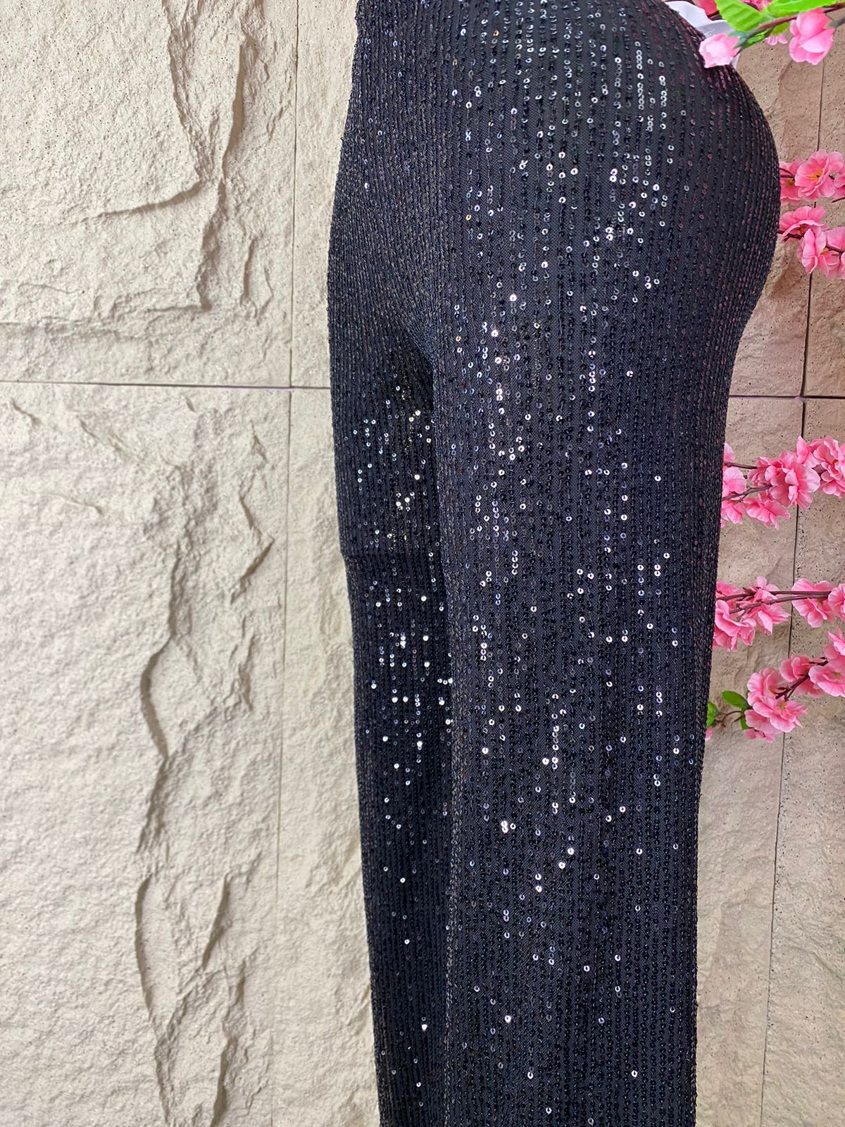 PANTALON PALAZZO LENTEJUELAS NEGRO