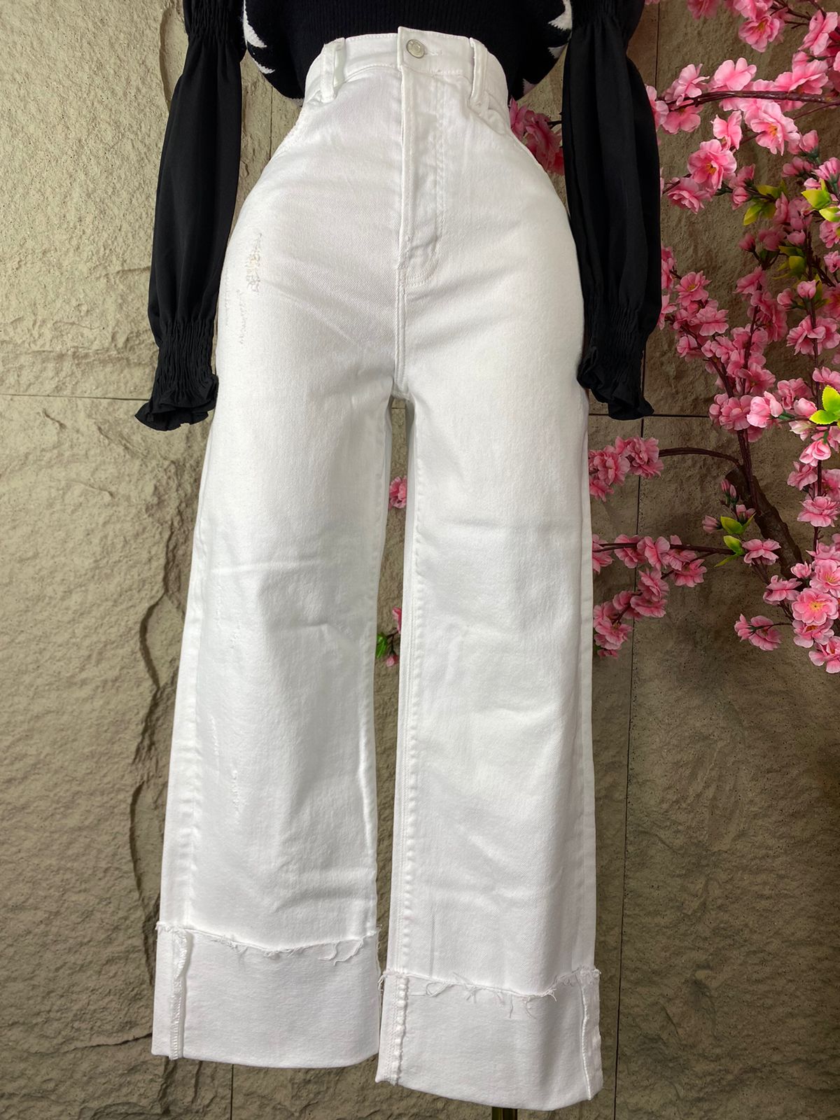 PANTALON RECTO MEZCLILLA BLANCO