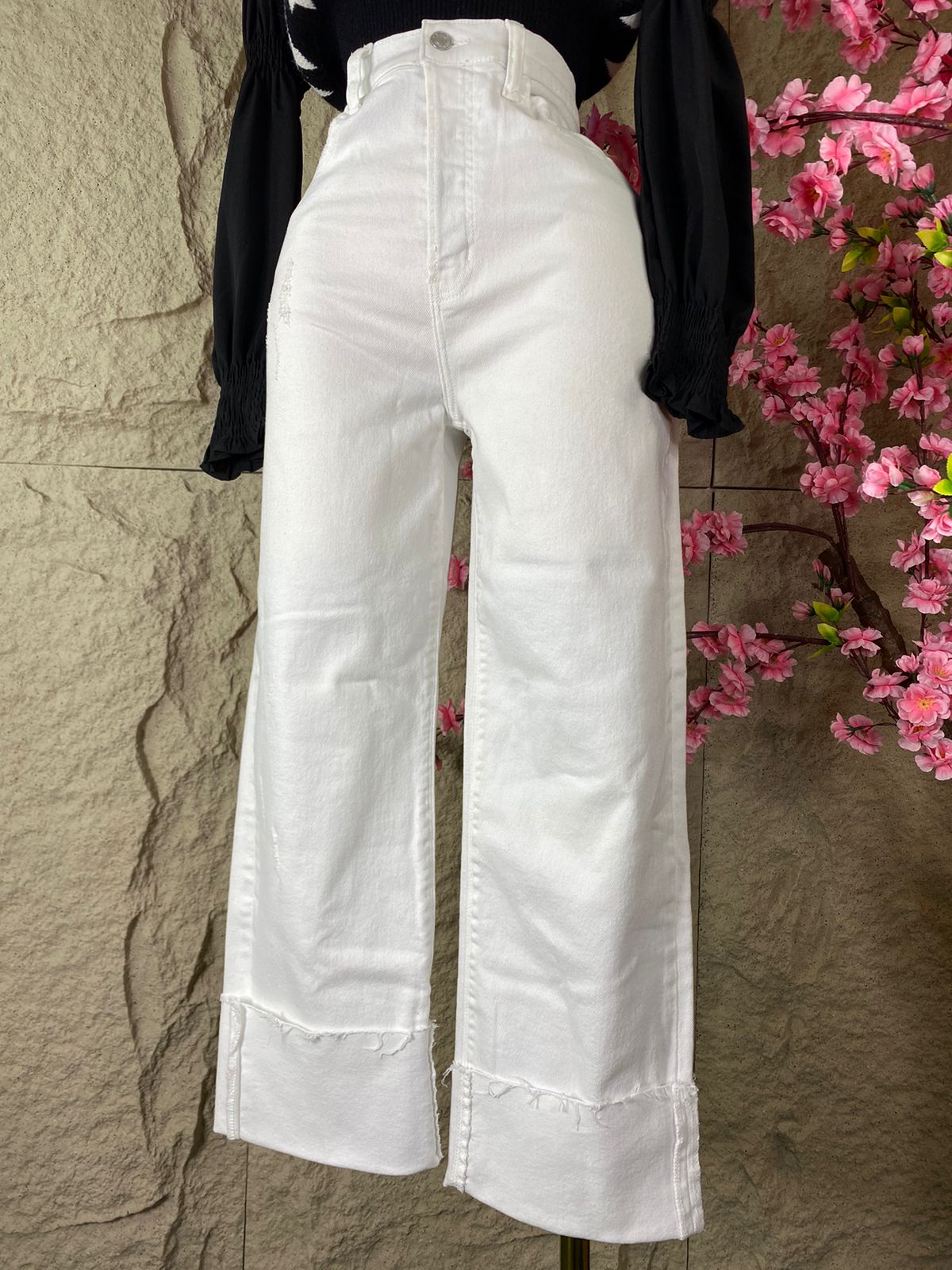 PANTALON RECTO MEZCLILLA BLANCO
