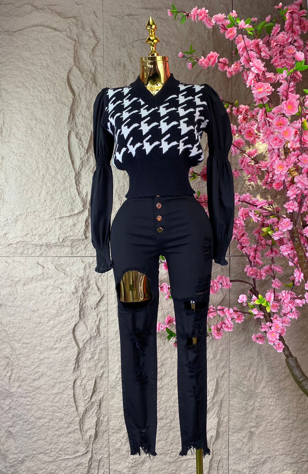PANTALON SKINY RASGADO MEZCLILLA NEGRO