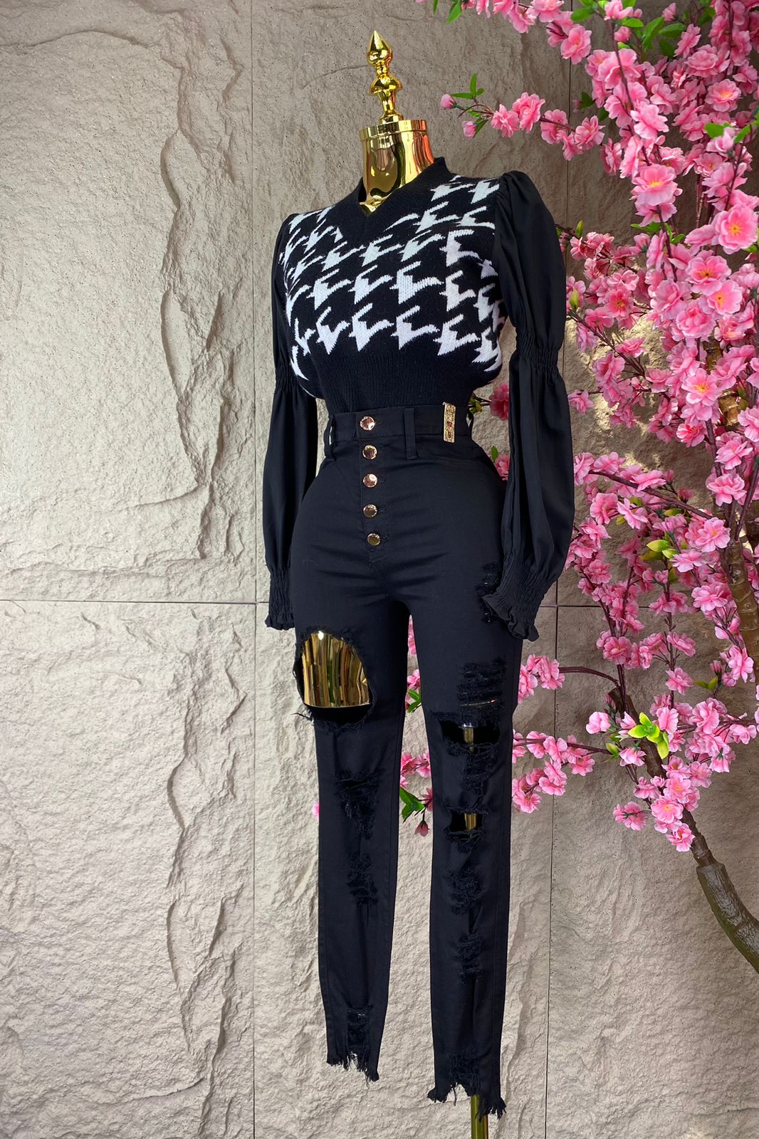 PANTALON SKINY RASGADO MEZCLILLA NEGRO