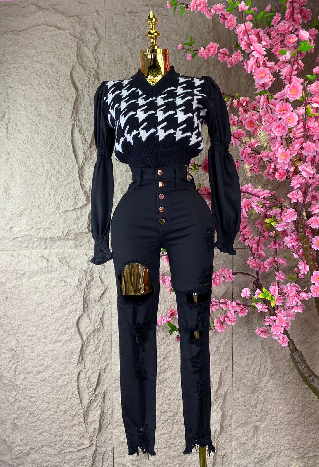 PANTALON SKINY RASGADO MEZCLILLA NEGRO