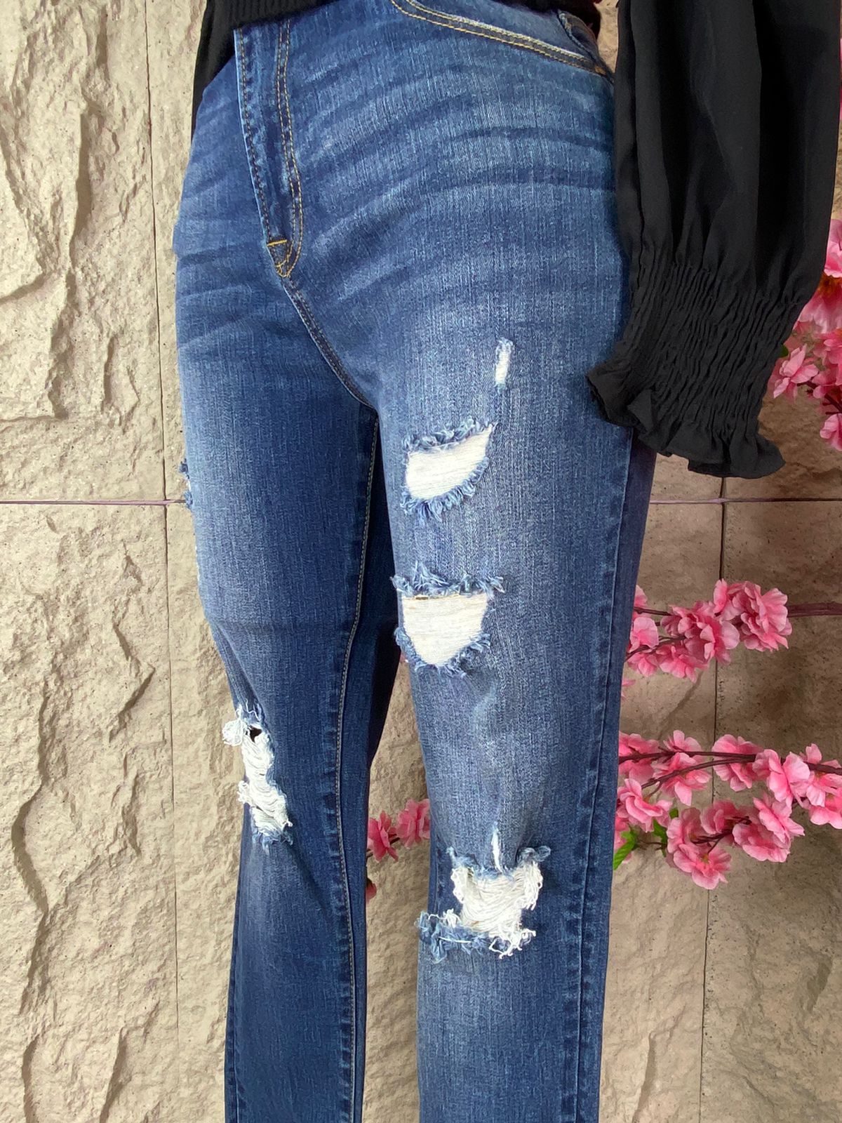 PANTALON SKINY DESGARRADO MEZCLILLA AZUL