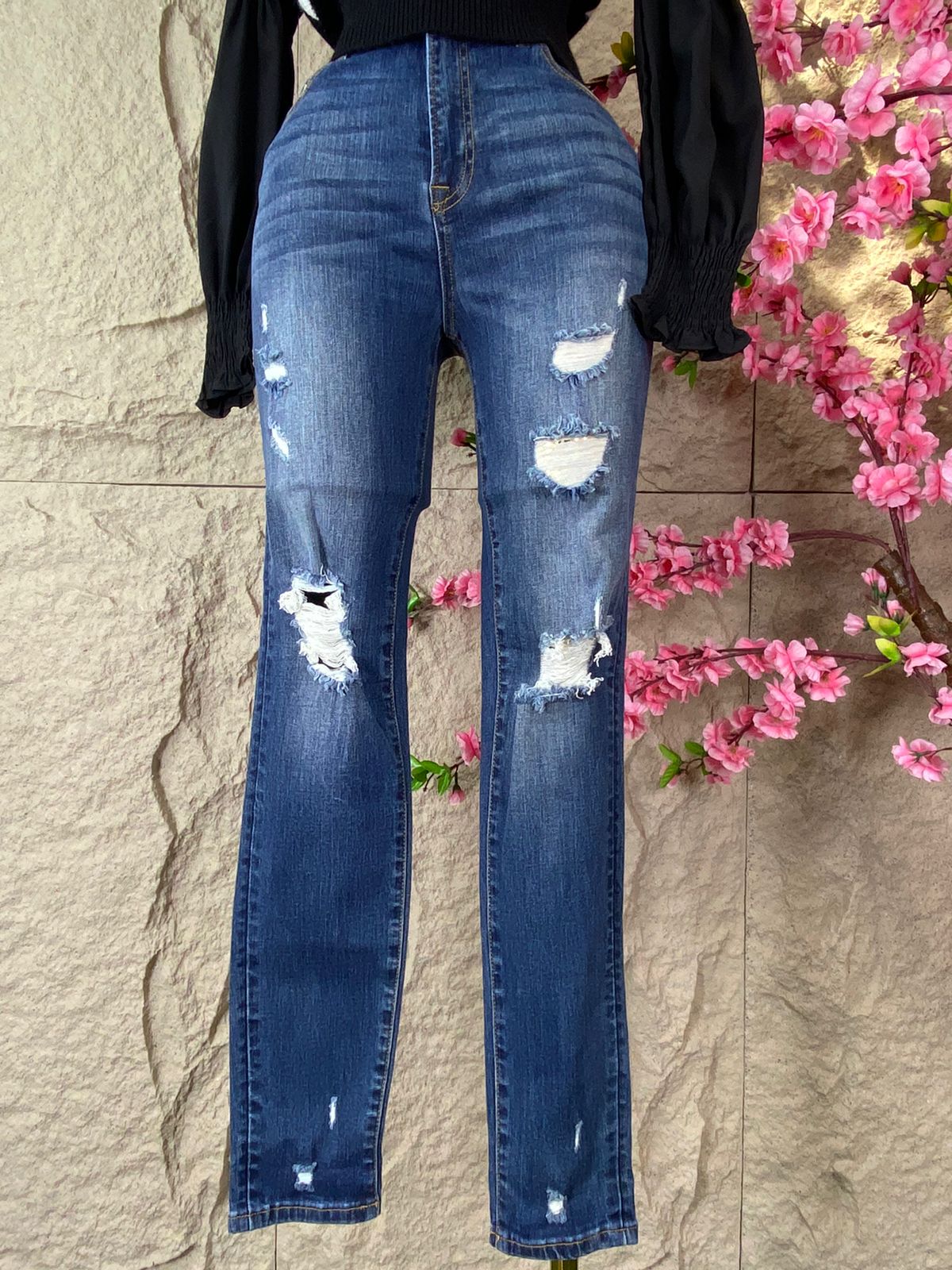 PANTALON SKINY DESGARRADO MEZCLILLA AZUL
