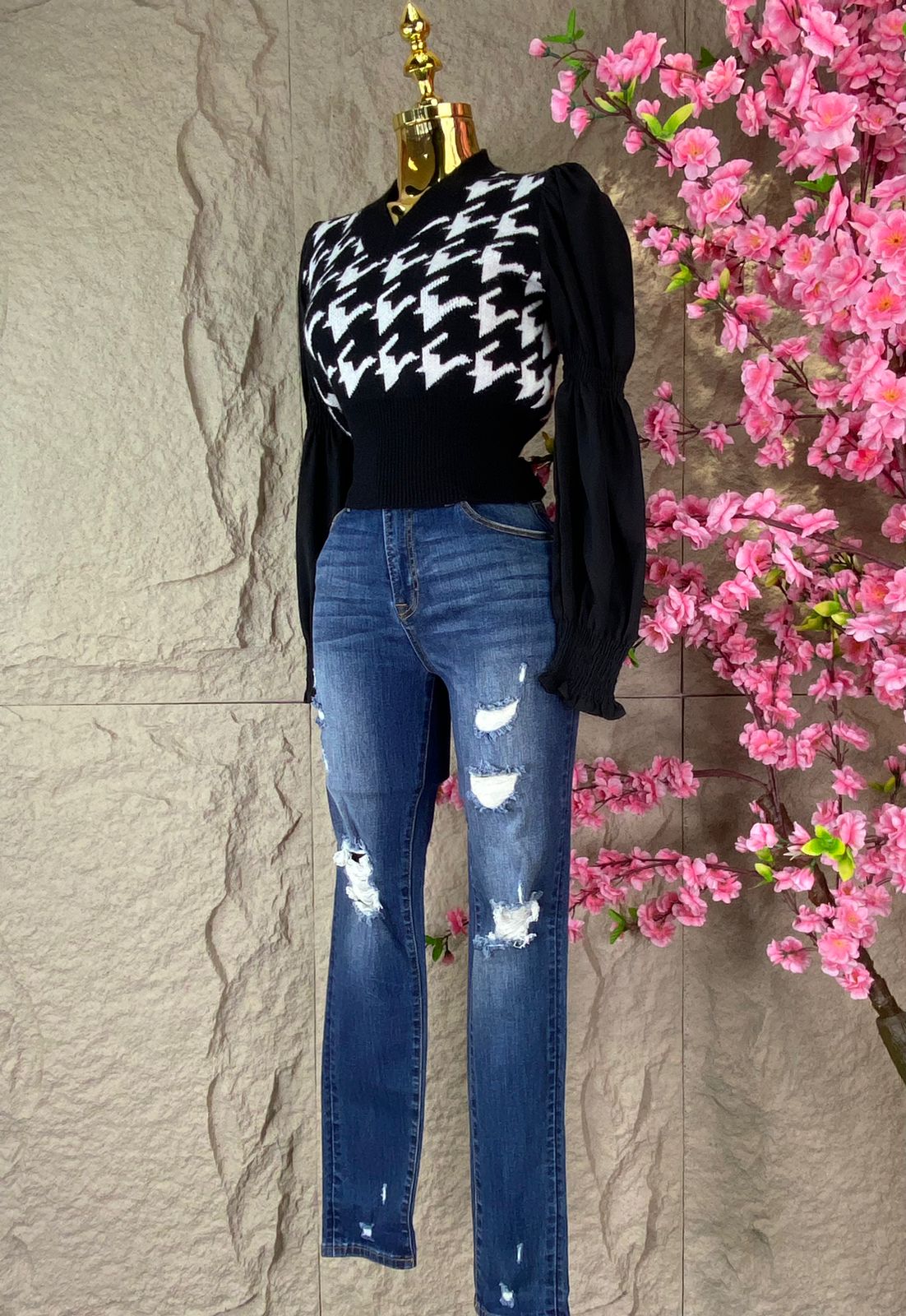 PANTALON SKINY DESGARRADO MEZCLILLA AZUL
