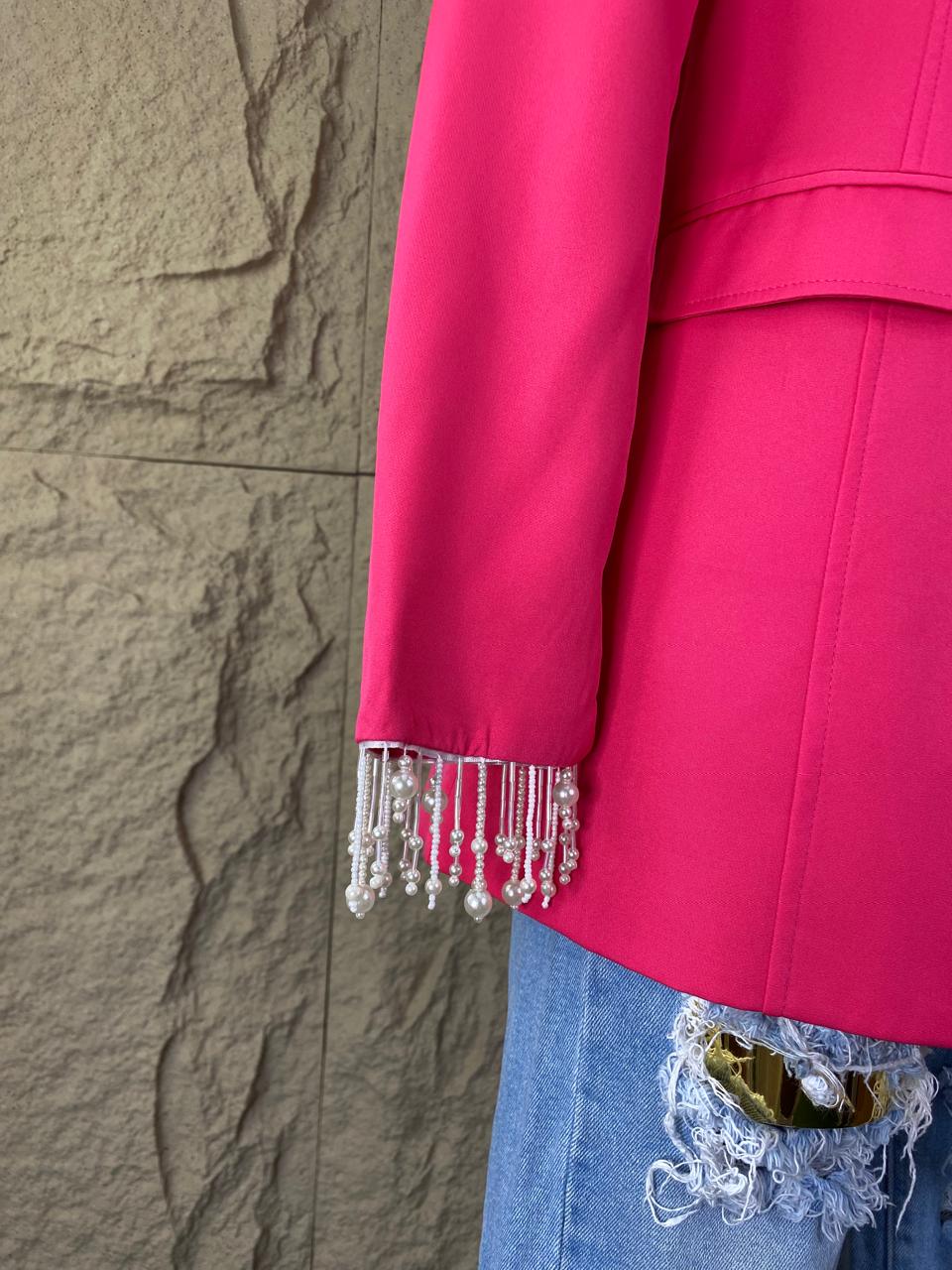 SACO CON FLECOS DE PERLAS FIUSHA