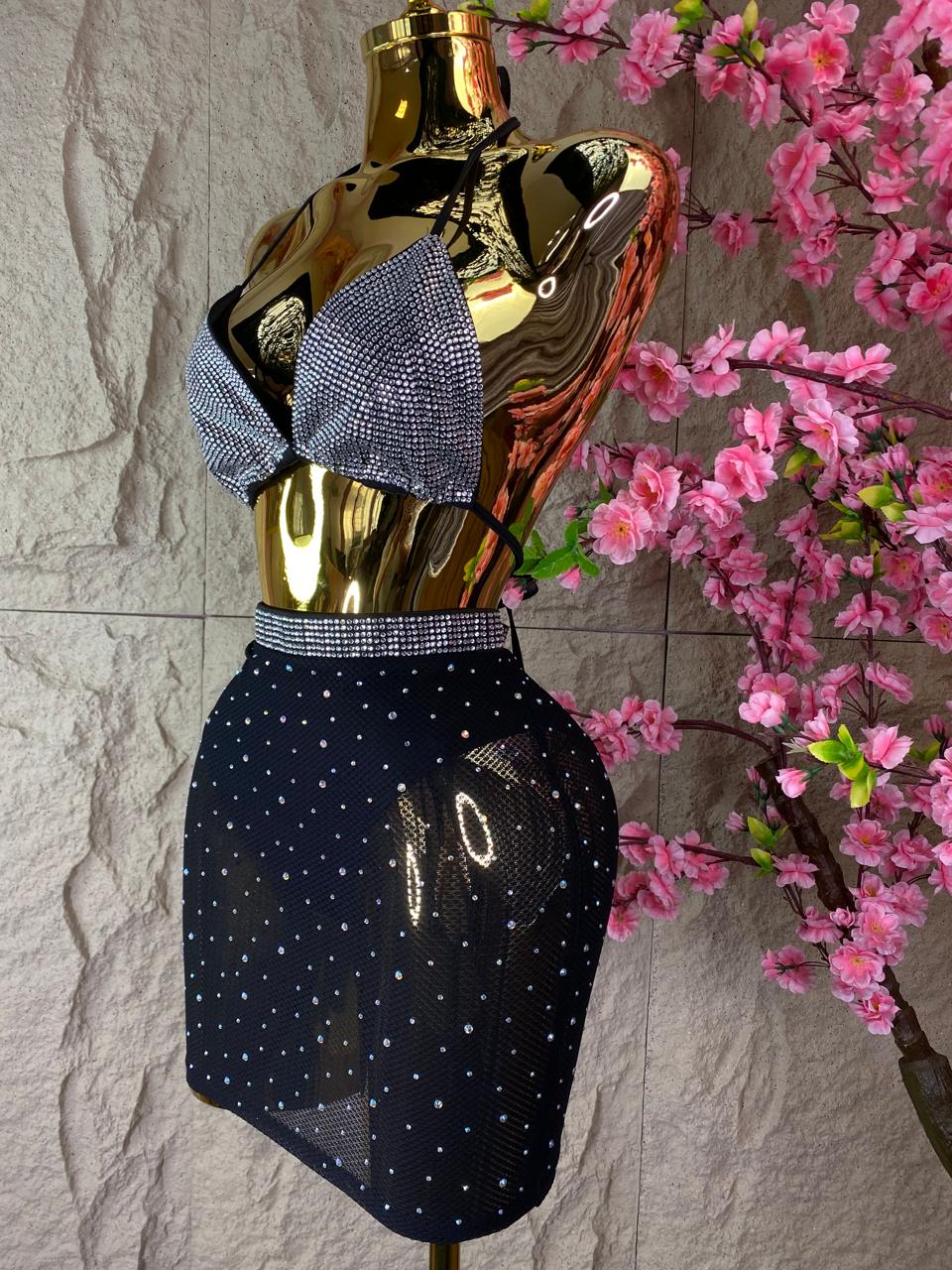 SET FALDA /TOP CON BRILLOS COMPLETO