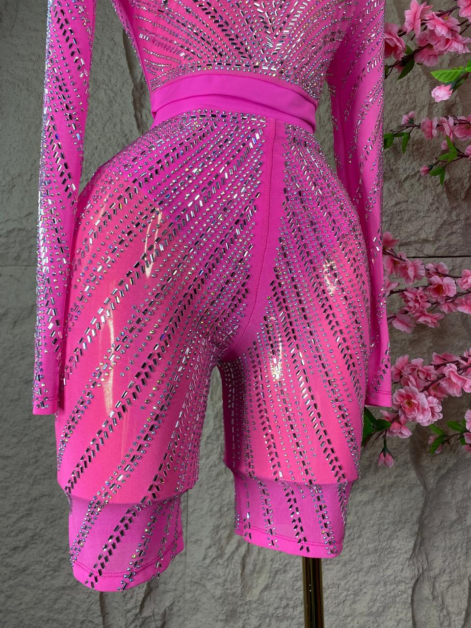 SET DEPORTIVO NIKER/BLUSA CON BRILLOS ROSA