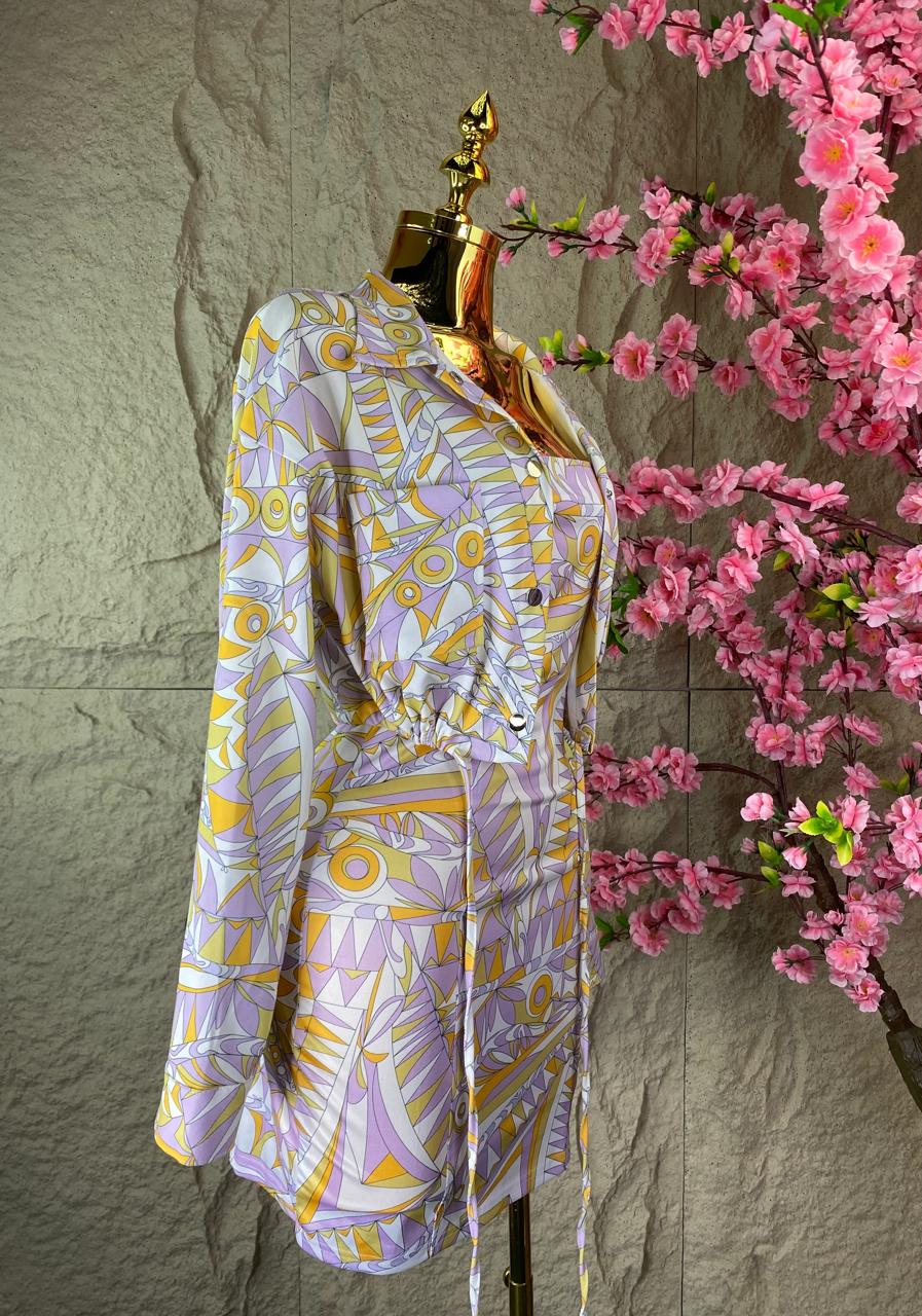 SET DE VESTIDO /SACO TRIANGULOS LILA