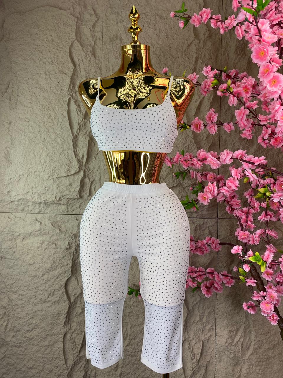 SET DE NIKER/ TOP BRILLOS BLANCO