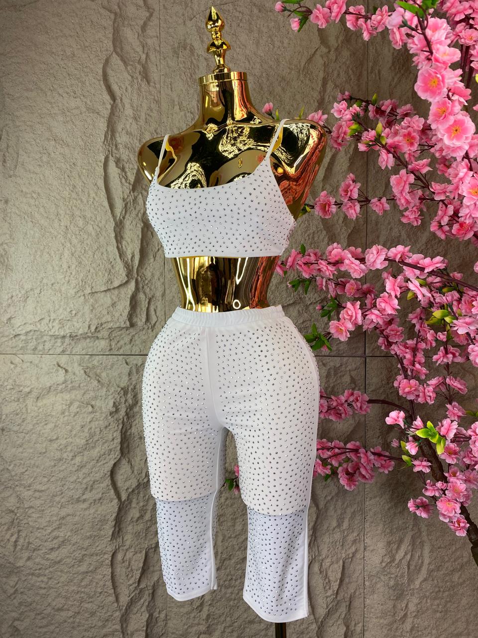 SET DE NIKER/ TOP BRILLOS BLANCO