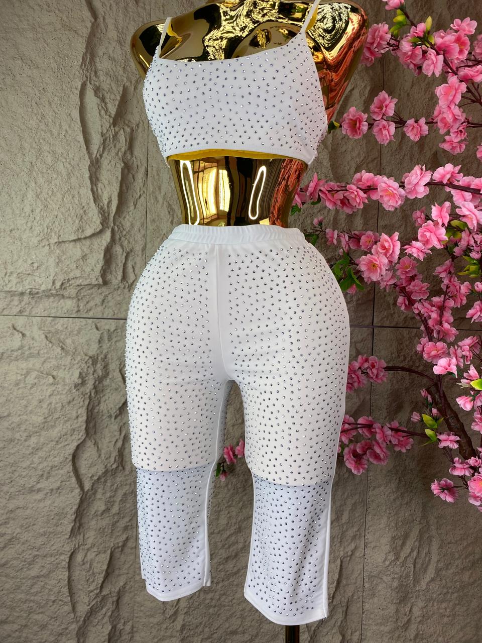 SET DE NIKER/ TOP BRILLOS BLANCO