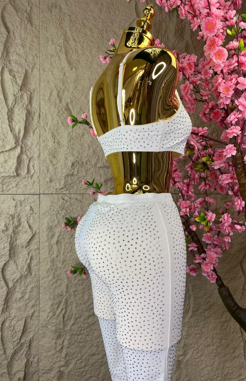 SET DE NIKER/ TOP BRILLOS BLANCO