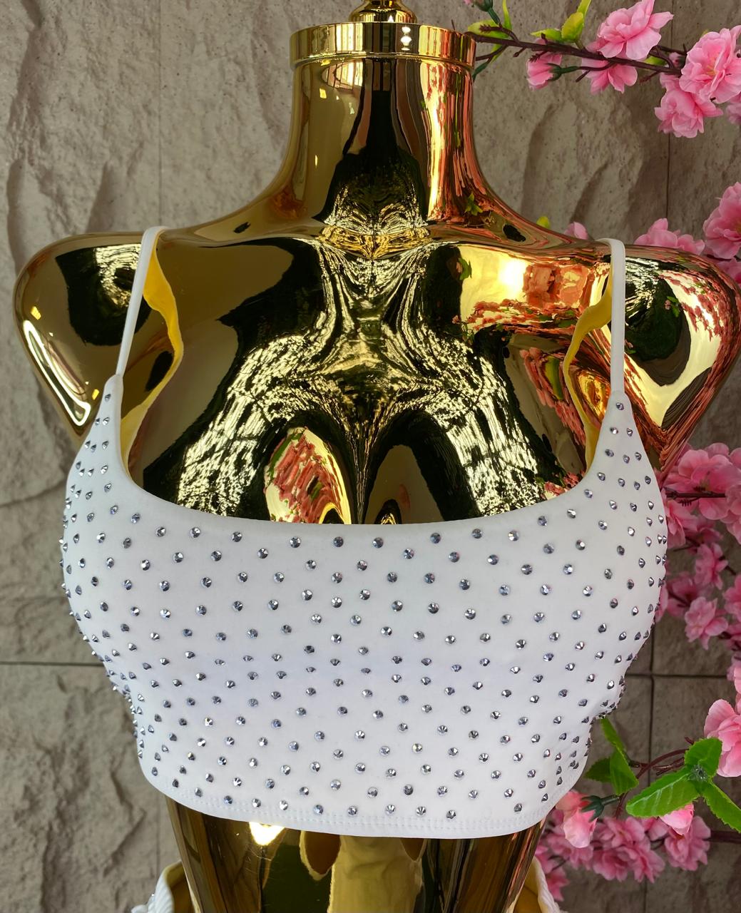 SET DE NIKER/ TOP BRILLOS BLANCO