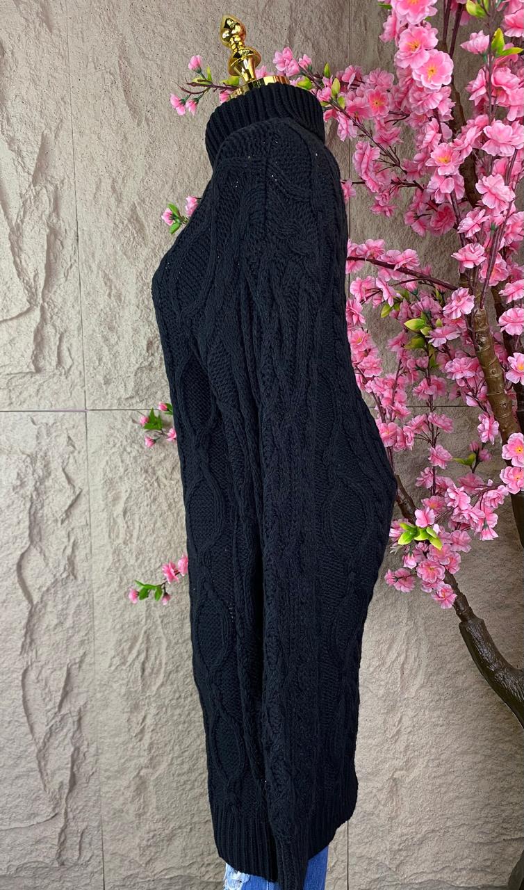 SWEATER LARGO TEJIDO NEGRO