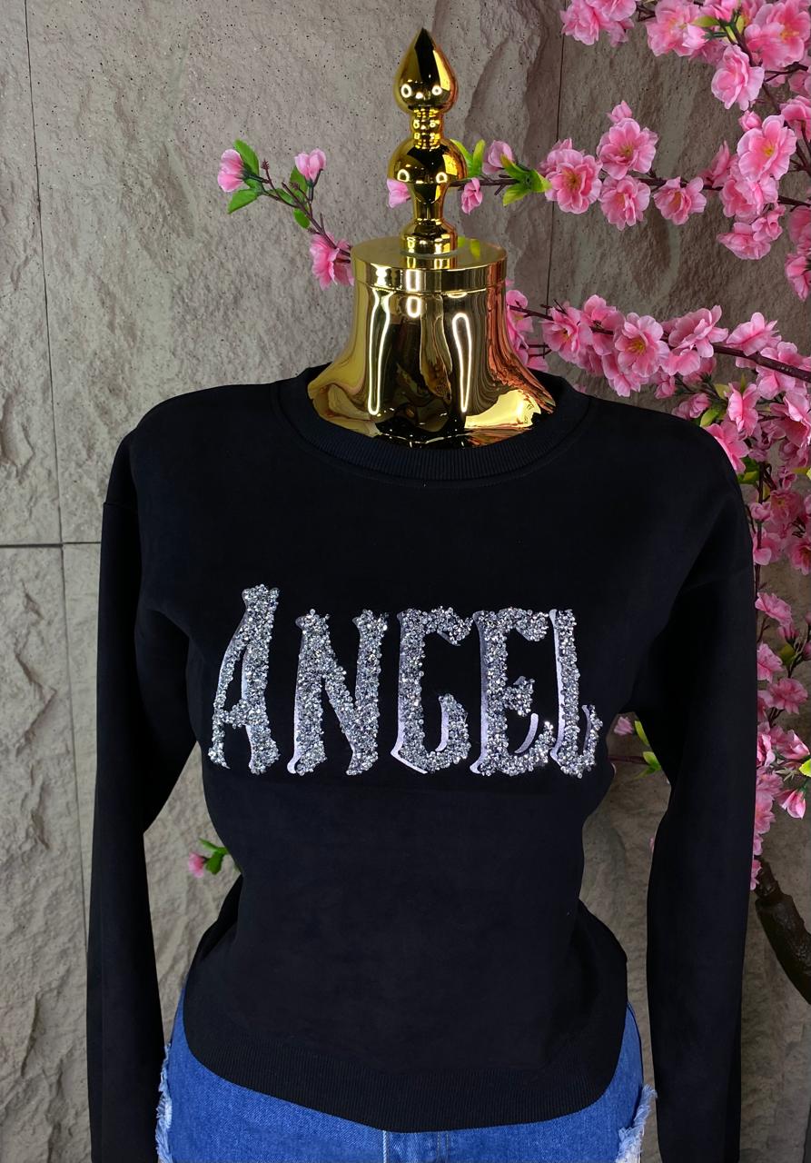 SUDADERA GAMUZA ANGEL CON BRILLOS
